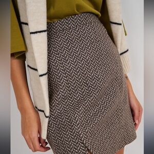 Herringbone Pattern Midi Skirt